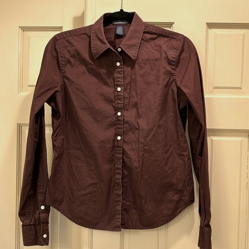 Polo Jeans Company Long Sleeve Blouse--Brown, Size M